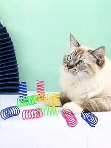 4/8/12/16/20/24/28/32/40PCS Colorful Spring Cat Toys For Indoor Play - Interactive Creative Cat Toy To Kill Time And Keep Fit, Sturdy Heavy Plastic Spring Swat Bite Hunt Kitten Toys For Fun Exercise - Multicolor - View 9