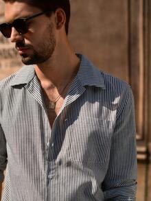 Manfinity VCAY Men's Casual Striped Button-Up Shirt Set - Black - View 6