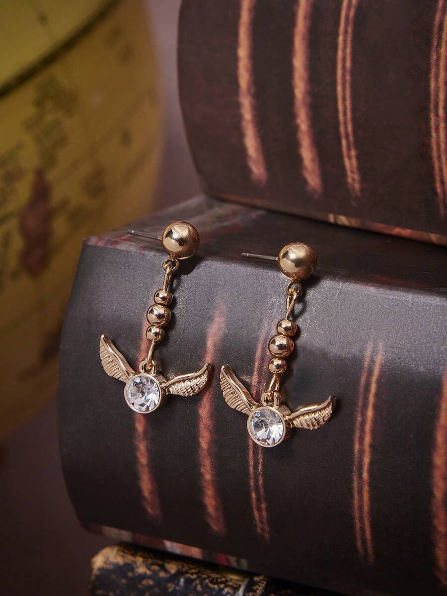 HARRY POTTER X SHEIN 1 Pair Fashionable Women's Cartoon Element Zinc Alloy Stud Earrings, Luxury Niche, New Cross-Border Style, Suitable For Party, Concert, Festival