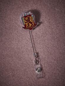 HARRY POTTER X SHEIN 1个时尚流行卡通系列亚克力印花钥匙扣，奢华小众情侣休闲款，可弹力，360°旋转，时尚实用 - 銀色 - 查看 3