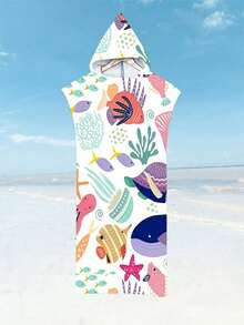 SHEIN 一件装速干冲浪斗篷换衣浴袍连帽衫，成人男女通用，可穿戴沙滩巾，超细纤维材质，适合游泳、沙滩冲浪、潜水、居家、温泉沐浴等场合。 - 彩色 - 查看 20