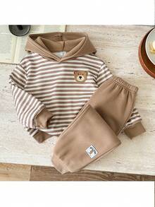 男童条纹针织连帽衫和裤子两件套 - 彩色 - 查看 4