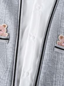 SHEIN 男婴秋季新款绅士风二合一连体衣 - 灰色 - 查看 3