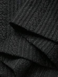 FRIFUL Abito lungo da donna con colletto alla polo, fiocco in vita, bottoni in perla e linea ad A - nero - Visualizzare 3