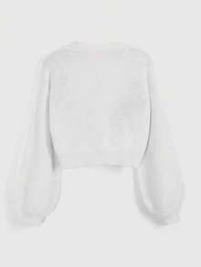 ROMWE Hippie Women's Cottagecore Bohemian Embroidered Cardigan - White - View 3