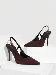 CUCCOO SZL 女士尖头搭扣设计时尚高跟鞋，适合日常穿着 - 咖啡棕 - 查看 2