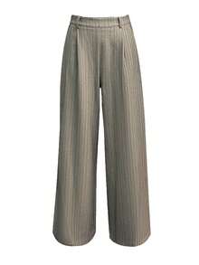 Franclia 女士休闲背心，女士直筒条纹休闲裤 - 卡其色 - 查看 7