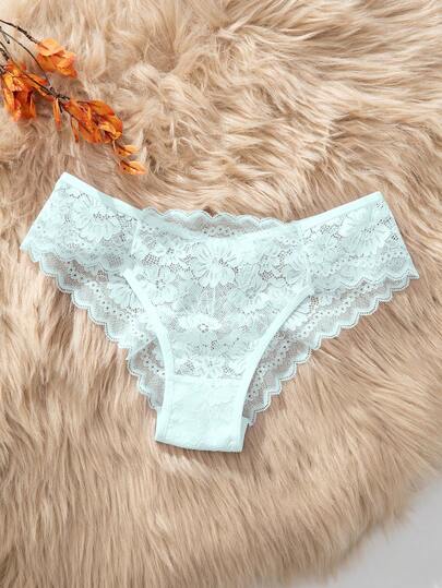 女士无缝蕾丝边透明性感丁字裤