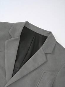 Manfinity Nomadique 男士麂皮领休闲西装外套，秋冬款 - 淺灰色 - 查看 4