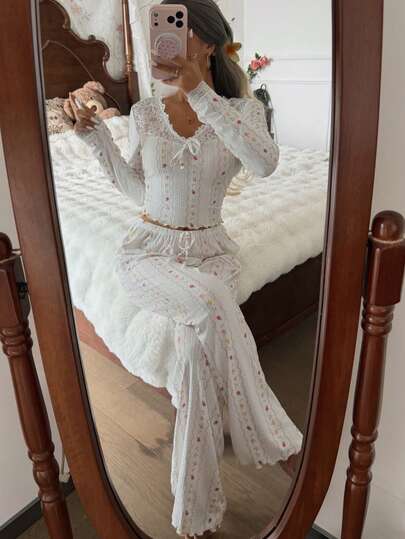 Bloemen Kanten Women Pajama Set view 4