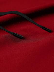 Manfinity Homme Men's Letter Print Asymmetrical Hem Drawstring Hoodie - Red - View 4