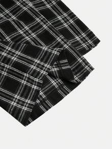 Girlism 少女格子日常穿着抓绒足球/运动裤 黑白运动阔腿裤 - 黑與白 - 查看 4