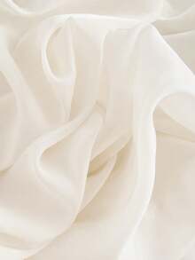 SHEIN MOD 女士杏色修身褶皱泡泡下摆欧根纱迷你连衣裙，情人节