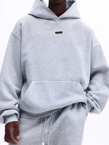 SUMWON Conjunto de sudadera con capucha y pantalón jogger con puños a juego en gris claro jaspeado con detalles de cordón - Gris - Ver 6