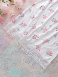 Elegant Lace Floral Print Women's Nightgown - Pink - View 5