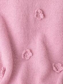 Franclia Pink Floral Autumn Cute Everyday Blogger-Style Chic 3D Crochet Loose Fit Crew Neck Sweater,European & American New Arrival Fall Winter Casual Commute - Pink - View 7