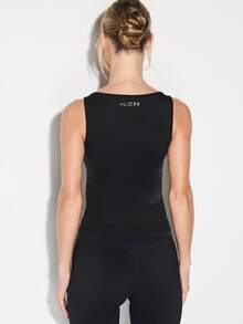 KIZN Sleeveless Square Neck Tank Top Fitted Bodysuit Style Cami Summer Essential Wardrobe Basic - Black - View 2