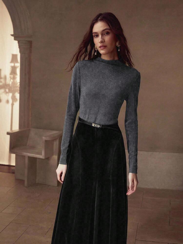 AUTUMN/WINTER FASHION WAIST-CINCHING SLIMMING VINTAGE PATCHWORK VELVET FLARED DRESS FOR WOMEN