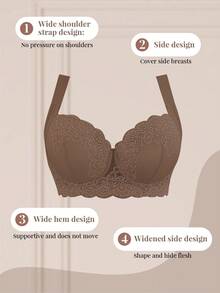 DesireSculpt 3件套加大码性感蕾丝舒适无痕支撑钢圈文胸 - 彩色 - 查看 4