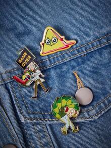 Rick and Morty X SHEIN 1 Set Zinc Alloy Cartoon Series Cute Brooch Pin, Fashionable & Popular Cross-Border, Luxury Niche Casual For Couples, Suitable For Various Parties, Concerts, Festivals - Gold - View 2