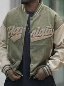 Heavens Edit 男士飞行员夹克春秋休闲情侣潮流夹克 - 綠色 - 查看 6