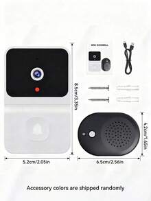 无线WiFi视频门铃，带摄像头，智能安防门铃，支持云存储、移动侦测、双向语音通话、家庭对讲、可充电电池和高清夜视功能。 - 彩色 - 查看 7