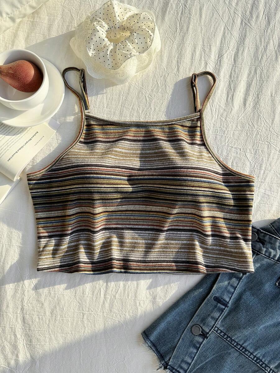 Comfortcana 夏季假日大码条纹吊带背心