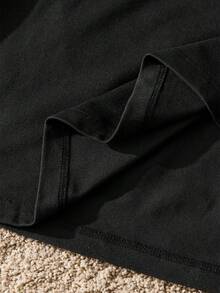 SWAVVY Men's Casual Printed Long Sleeve T-Shirt Graphic I Love My Girlfriend - Black - View 3