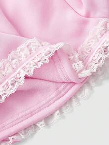 ROMWE J-Fashion Áo sweatshirt nữ tay dài dáng lửng, vai rớt, đính đá và chữ cái, điểm nhấn nơ. - Hồng - Xem 5