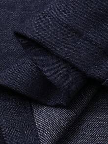 DAZY 女士牛仔衬衫配喇叭裤，优雅都市休闲牛仔套装 - 深色水洗藍 - 查看 7