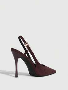 CUCCOO SZL 女士尖头搭扣设计时尚高跟鞋，适合日常穿着 - 咖啡棕 - 查看 8