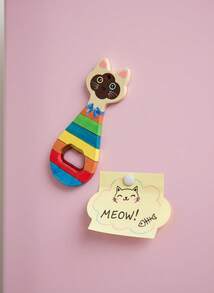 Joivida 1入組可定制的可愛貓或狗頭部壓花金箔藝術雙用瓶開器和冰箱磁鐵,適用於家居裝飾、日常使用或節日禮品 - 彩色 - 查看 3