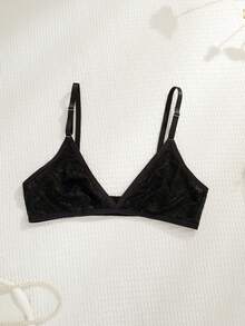 NudeFit 大码蕾丝拼布文胸 - 黑色 - 查看 6