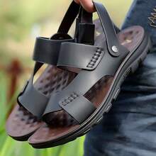 Sandalias planas de suela blanda para hombre, ideales para salidas informales y la playa. Con suela gruesa, duradera y antideslizante. Sandalias para hombre. - Negro - Ver 5