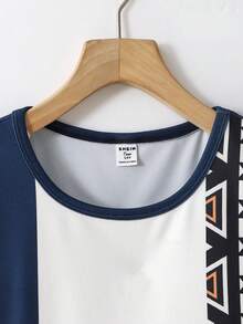 Vacaura Camiseta casual de vacaciones con diseño de bloque de color floral retro para adolescentes, moda adecuada para uso diario casual y de vacaciones - Multicolor - Ver 5