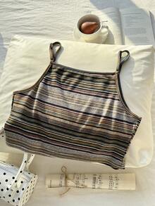 Comfortcana 夏季假日大码条纹吊带背心
