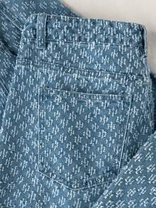 Comfortcana 女士时尚浅蓝色纽扣牛仔套装，采用独特的编织图案设计，是休闲外出的完美之选。优雅女士套装，休闲女装，女士休闲套装 - 淺色水洗藍 - 查看 7