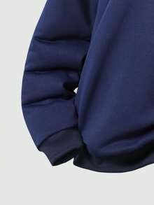 SHEIN Explorewe 少女两件套：纯色字母印花 Polo 衫 + 宽松运动裤，休闲秋冬穿搭组合 - 藏蓝色 - 查看 3