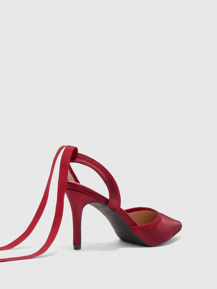 CUCCOO SZL Women's Elegant Pointed Toe Lace-Up Pumps, Suitable For Commuting For Christmas