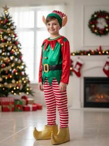 Disfraz Duende Navidad Niños Niñas Infantil Elfa Elfo Duendecilla Ayudante Santa Claus Pastorela - verde - Ver 5
