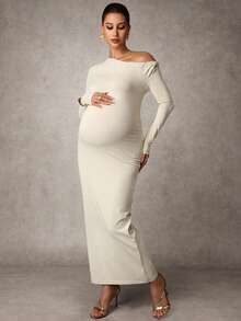 MaterniChic Maternity Clothes Maternity  Dress Spring And Summer Pregnant Clothes Apricot Dress There Are Bullets Elegant Party - Apricot - View 6