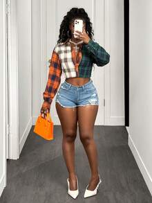 BamGleam Women's Casual Multi-Color Plaid Front Button Long Sleeve Shirt, Autumn,Winter ;Winter Clothes For Women , Winter ,