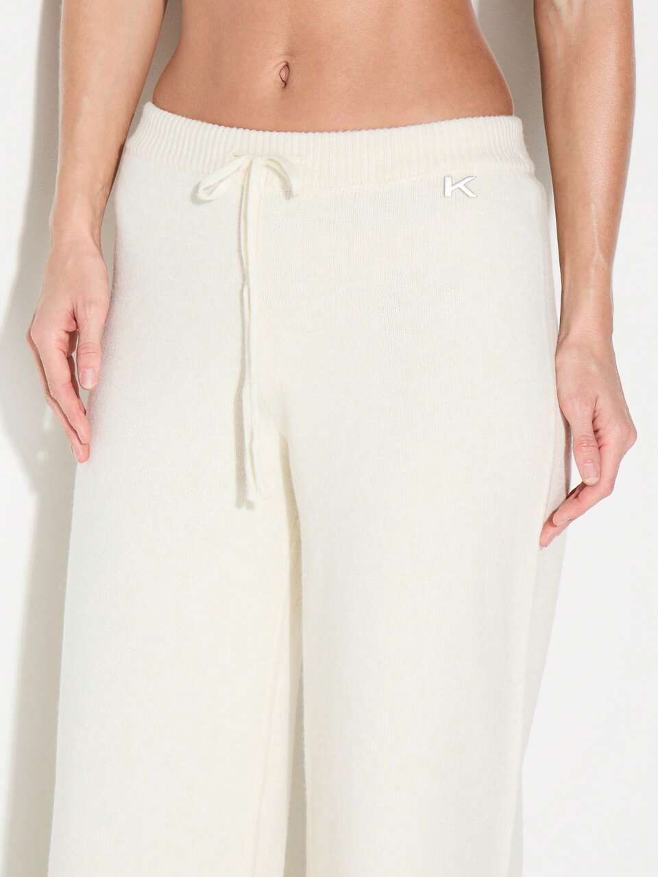 Soft Knitted Wide Leg Drawstring Jogger Pants Casual Loose Fit Elastic Waistband Sweatpants