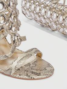 CUCCOO SZL 女士时尚性感通勤及派对设计高跟凉鞋 - 香檳色 - 查看 8