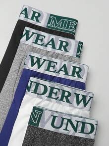 EasyFave 5pcs/Pack Men's Letter Waistband Casual Boxer Briefs - Multicolor - View 3