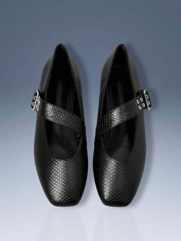 CUCCOO GRLICON Women's Square Toe Buckle Design Casual Flat Loafers For Christmas