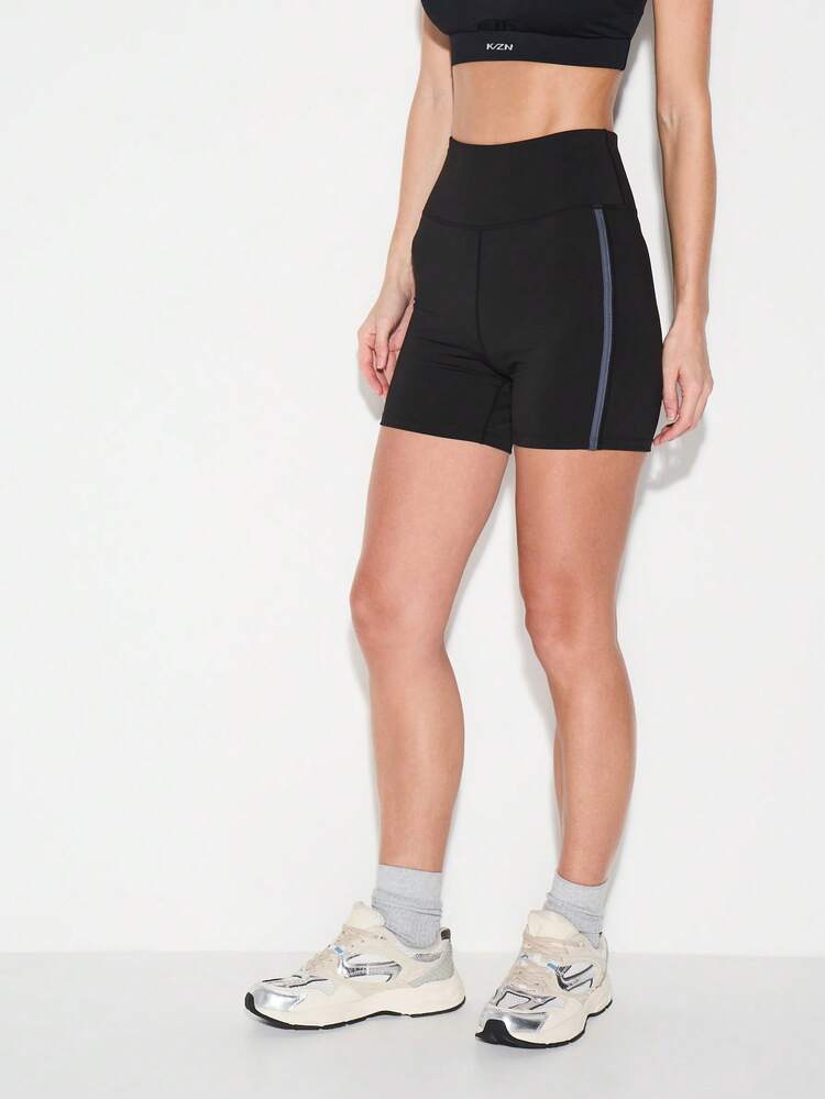 KIZN High Waist Cycling Shorts With Side Stripe