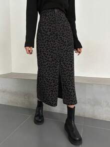 Dazy Kids 少女休闲豹纹开衩裙