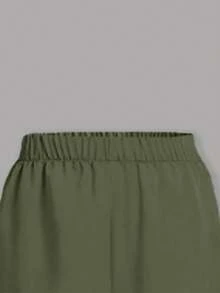 Sparklyn 两件套时尚女童印花上衣和直筒工装裤套装，白色长袖衬衫和裤子，时尚休闲街头风 - 彩色 - 查看 4