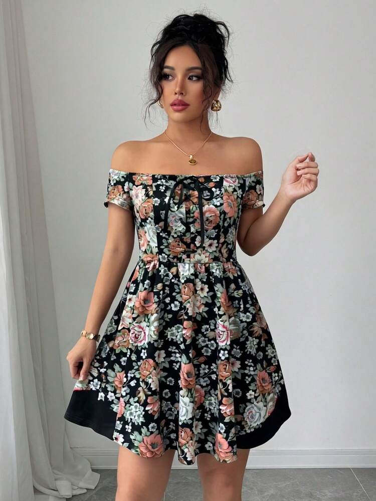 Floral Off-Shoulder Women's Summer Dress